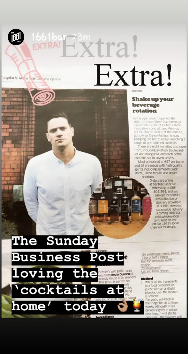 LH_Beverages's tweet photo. Delighted to Bar 1661's cocktails at home featured in The Sunday Business Post today! If you haven't tried Brother Hubbard yet, you should! Delicious!
#cocktail #cocktails #cocktailsathome #bar1661 #brotherhubbard #longuevillehouse #longuevilleapplebrandy #applebrandy #calvados https://t.co/9btMVHvzZn