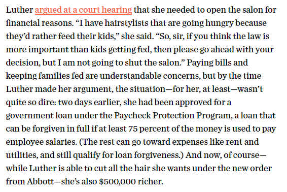 This section in the TM article glosses over the fact that Luther was in court for the decision she made both 𝒃𝒆𝒇𝒐𝒓𝒆 𝒔𝒉𝒆 𝒂𝒑𝒑𝒆𝒂𝒓𝒆𝒅 𝒊𝒏 𝒄𝒐𝒖𝒓𝒕 𝒂𝒏𝒅 𝒃𝒆𝒇𝒐𝒓𝒆 𝒔𝒉𝒆 𝒉𝒂𝒅 𝒓𝒆𝒄𝒆𝒊𝒗𝒆𝒅 𝑷𝑷𝑷 $$.