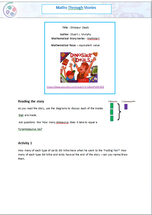 FVWLricNumerac1's tweet photo. We are excited to share Maths Through Stories book 'Dinosaur Deals' with lesson activities.   This book is based on Equivalent Values and is aimed at P3/4. 
https://t.co/gQvxoo57i1
 @MathsStories@WLmaths @numhubchampfalk @KelmanKevin@adrienneAitken1 @MariaDocherty2 @FVWLric https://t.co/sDFeMMCkOP