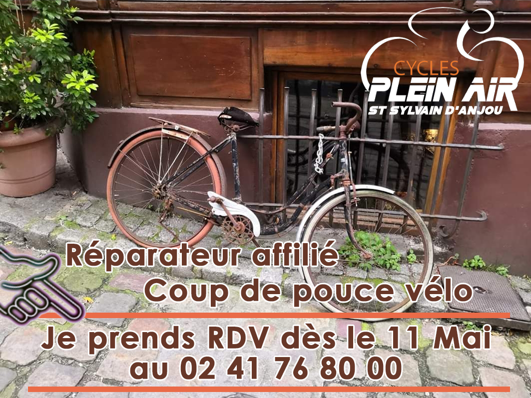 CYCLESPLEINAIR1's tweet photo. Votre magasin CYCLES PLEIN AIR référencé au programme COUP DE POUCE VELO !
>> 50€ de remise sur la réparation de votre vélo
PRENEZ VOTRE RDV AU 02 41 76 80 00 https://t.co/OJHMBdrAJZ
