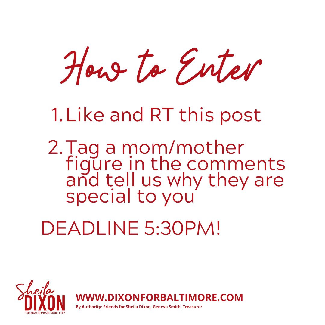 GIVEAWAY! We want to celebrate mothers in  #Baltimore. You could win a Mother's Day  #COVID19 Care Package from  #TeamDixon.How to enter:1) Like and RT this post2) Tag a mom/mother figure in the comments and tell us why they are special to youDeadline: 5:30PM. #MothersDay  