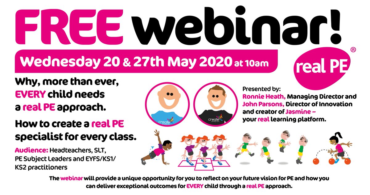 Have you signed up to our FREE webinar yet? Be quick, places are limited and going quickly! Two dates left to choose from: 20th &amp; 27th May.

See more information and book your place: 
spark.adobe.com/page/7JzRjvjem…

#realPE #CPD
