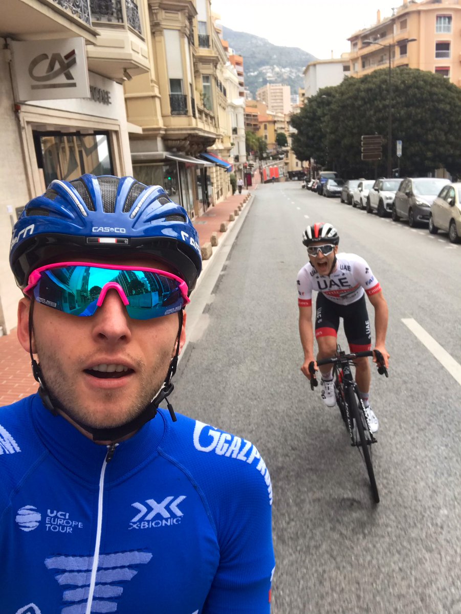 It was nice to ride together with my ex teammate @valerioconti93 here in Monaco. Thanks for the fatigue man 😁 
#cycling  #lampre