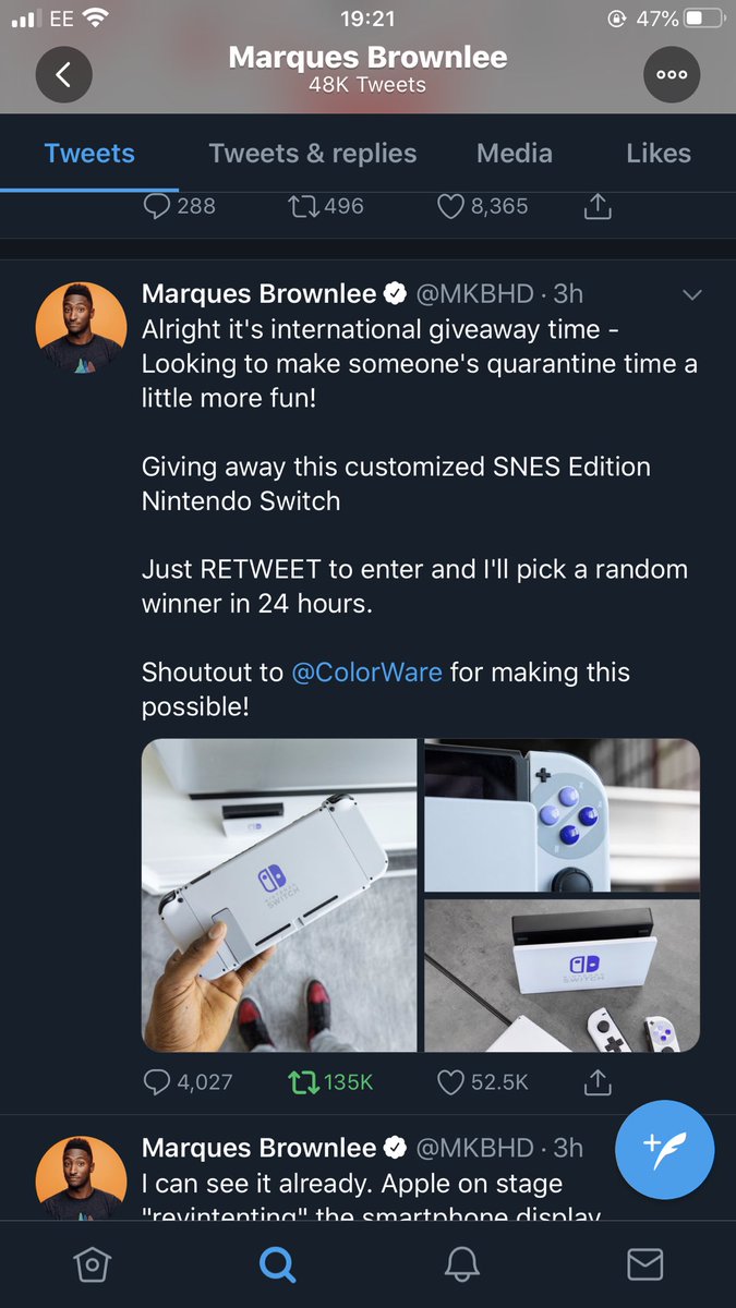 sirtinkerbell's tweet photo. @MKBHD 135k retweet’s! Good luck 🙏🏻 https://t.co/AsKh9mXicY