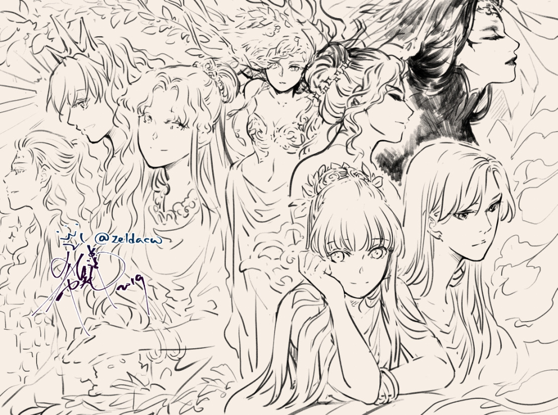 (Old sketches) Mothers from my #MYthcomic
P2: Demeter & Persephone
P3: Demeter
P4: Pleione & Maia (mom of Hermes)