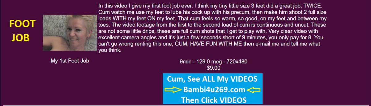 Bambi4u269's tweet photo. @wrinkled_SOLES @wrinkled_SOLES Thanks 4 the shout out😊
FYI my #Feet are #Tiny #Size3Feet👣
👣#Cum watch me use my #4thHole

Bambi's - My 1st Foot Job https://t.co/YuTYLx5CGu

#FootJob #CumOnFeet #Cums2x on #MatureWrinkledSoles
#Sexy60s #Mature #MILF #GILF #GGILF #Granny
https://t.co/l6ofxtY11D https://t.co/s771hOxN6l