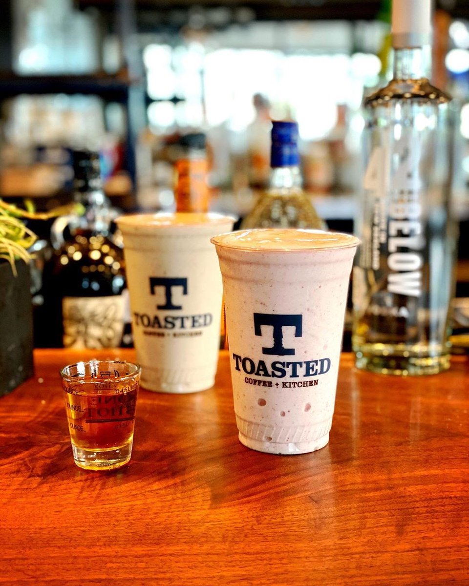 Kick off your weekend at <a href="/ToastedK/">TOASTED Coffee + Kitchen</a> with these delicious spiked smoothies! 😉 Toasted Coffee + Kitchen is now open for beverage orders only! Come swing by the restaurant from 8 a.m. to 3 p.m., enjoy the weather, and hang out on the patio!