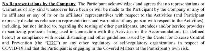 Couple of things about the Event Participation Agreement that I haven't seen covered yet:1) Participants apparently must agree to basically accept all testing or regulations implemented by the UFC but they should have no expectation that this will be done.