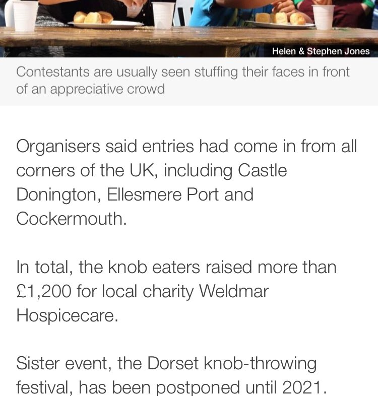 A Dorset Knob eating contestant from... Cockermouth?! PAHAHAHAHA! In other news hear the (Dorset) winner of the competition on my breakfast show on <a href="/BBCRadioSolent/">BBC Radio Solent</a> tomorrow at about 0815 (but we’re on-air from 0700). bbc.co.uk/programmes/p03…