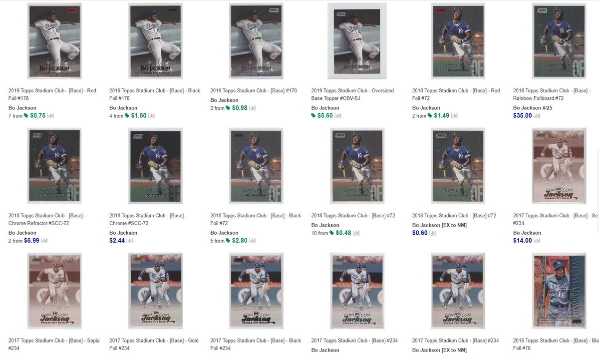 WatchTheBreaks's tweet photo. Tweet from @Jake1725 asking about the 2018 Bo Jackson Stadium Club variation led me to a quick @CheckOutMyCards search-
...Is there such a thing as a bad-looking @BoJackson Stadium Club card ever???
😍😍😍 #RoyalsBlue #GOAT #2SportAthlete https://t.co/sCHLIb5amA