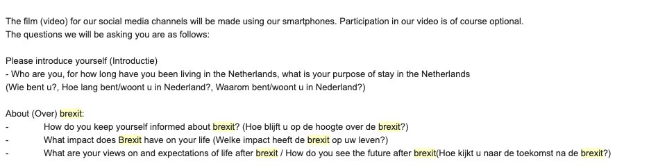 So, in August 2018 the Netherlands authorities - via various communications channels - encouraged British residents to apply to attend a panel discussion on “Are you prepared for Brexit?” I sent an email and received an invitation to the event. (4/21)