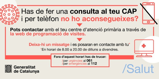 salutcat's tweet photo. 🧪 Els CAP no fan PCR a demanda, només se'n realitzaran segons criteri clínic i en pacients simptomàtics 🤒🤧

📲 Abans d'anar al CAP contacta-hi per telèfon o envia un missatge amb el motiu de la consulta i et trucaran tan aviat com sigui possible!

#EnsEnSortirem 💪 https://t.co/CGuLP7lb40