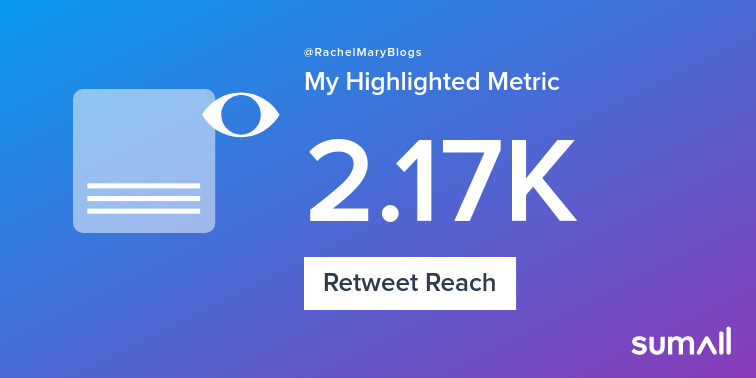 RachelMaryBlogs's tweet photo. My week on Twitter 🎉: 2 Mentions, 11 Likes, 2 Retweets, 2.17K Retweet Reach, 2 Replies. See yours with https://t.co/FuCfiXmtm8 https://t.co/ZBBJRBVNqW
