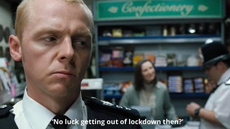 LanaOswald95's tweet photo. No, just the one virus ๐ฆ really @edgarwright @simonpegg @nickjfrost #HottFuzz @cornettouk #HowTheBritishSolveProblems #LockdownExtended https://t.co/dEBXGdUWOg