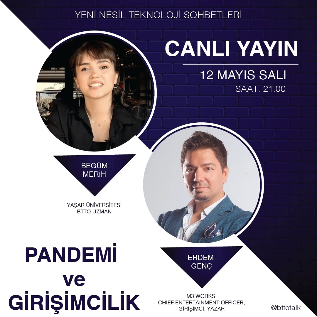 bgmmerih's tweet photo. 📣 Yeni Nesil Teknoloji Sohbetleri İnstagram CANLI YAYINI'na, 12 Mayıs Salı günü saat 21:00'de M3 Works'ün kurucusu @erdemgenc konuk oluyor! "Pandemi ve Girişimcilik" konuşacağız. Bekleriz.
#canlıyayın #erdemgenç #m3works
#İnstagram #pandemi #girişimcilik #covid19 #koronavirüs https://t.co/O6dVN1JJY5