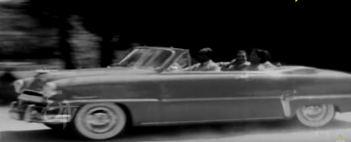 NTR, SV Ranga Rao, Savitri and Relangi hop onto a 1954 DeSoto Diplomat Custom Convertible Considering that this movie, Missamma was released in January 1955, the car was a brand new model.