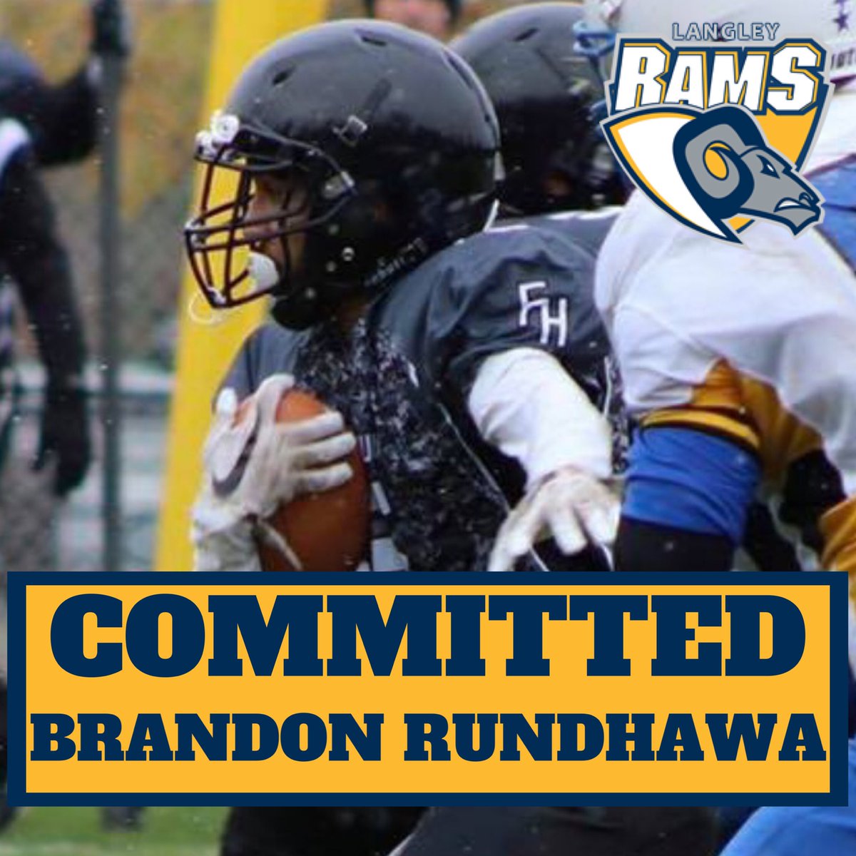 LangleyRams's tweet photo. Please help us welcome the commitment of Brandon Rundhawa from @FrankHurtSchool !! #Redemption2020 https://t.co/TfEWoWXrDC