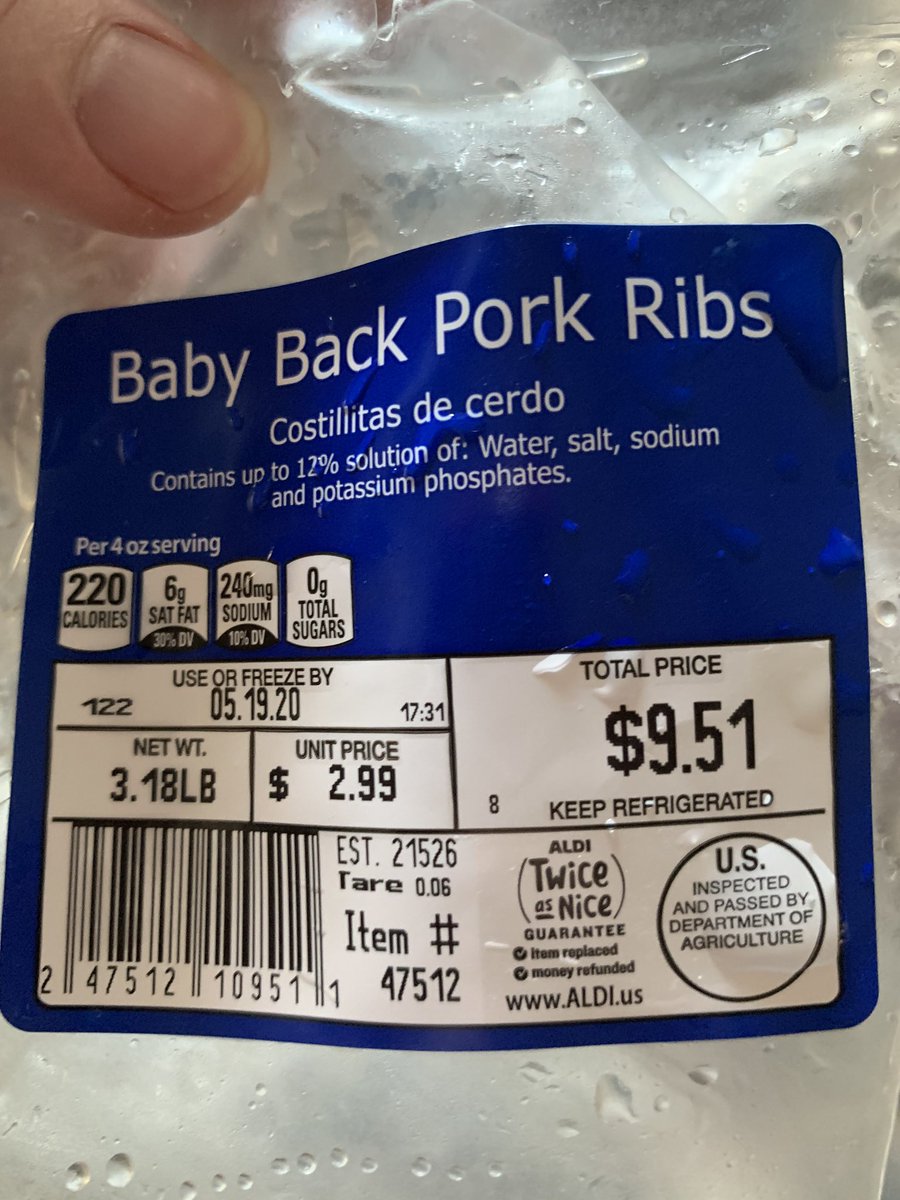 mgolway's tweet photo. @AldiUSA opened these ribs for Mother’s Day dinner and they were rancid. https://t.co/D50THQbMtW
