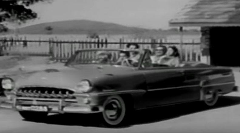 NTR, SV Ranga Rao, Savitri and Relangi hop onto a 1954 DeSoto Diplomat Custom Convertible Considering that this movie, Missamma was released in January 1955, the car was a brand new model.