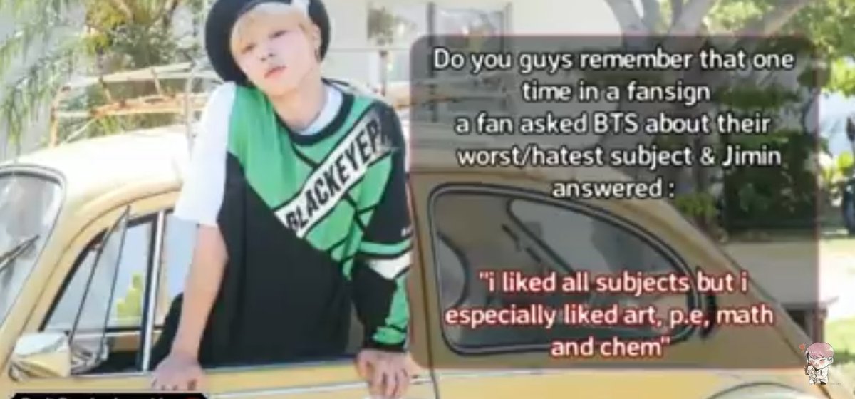 According to his teachers Jimin was a genius in Maths and chemistry and he was also a billiard and football club member 