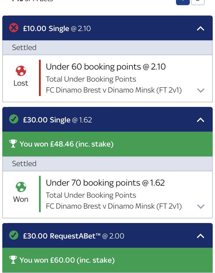 Betting Booking Points