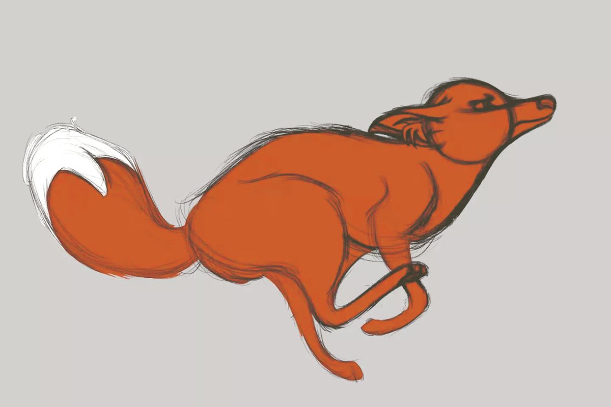 BeccaMatthews8's tweet photo. Just started a new piece: 'Let anger propel you forward'. Aiming for this to be a sketchy piece to add to the energy of the fox : )))

#vegan #veganism #veganactivism #anger #activist #fox #animal #energy #running #determined #motivation #animals #digitalart #art #painting https://t.co/t2gnYzh4Y9