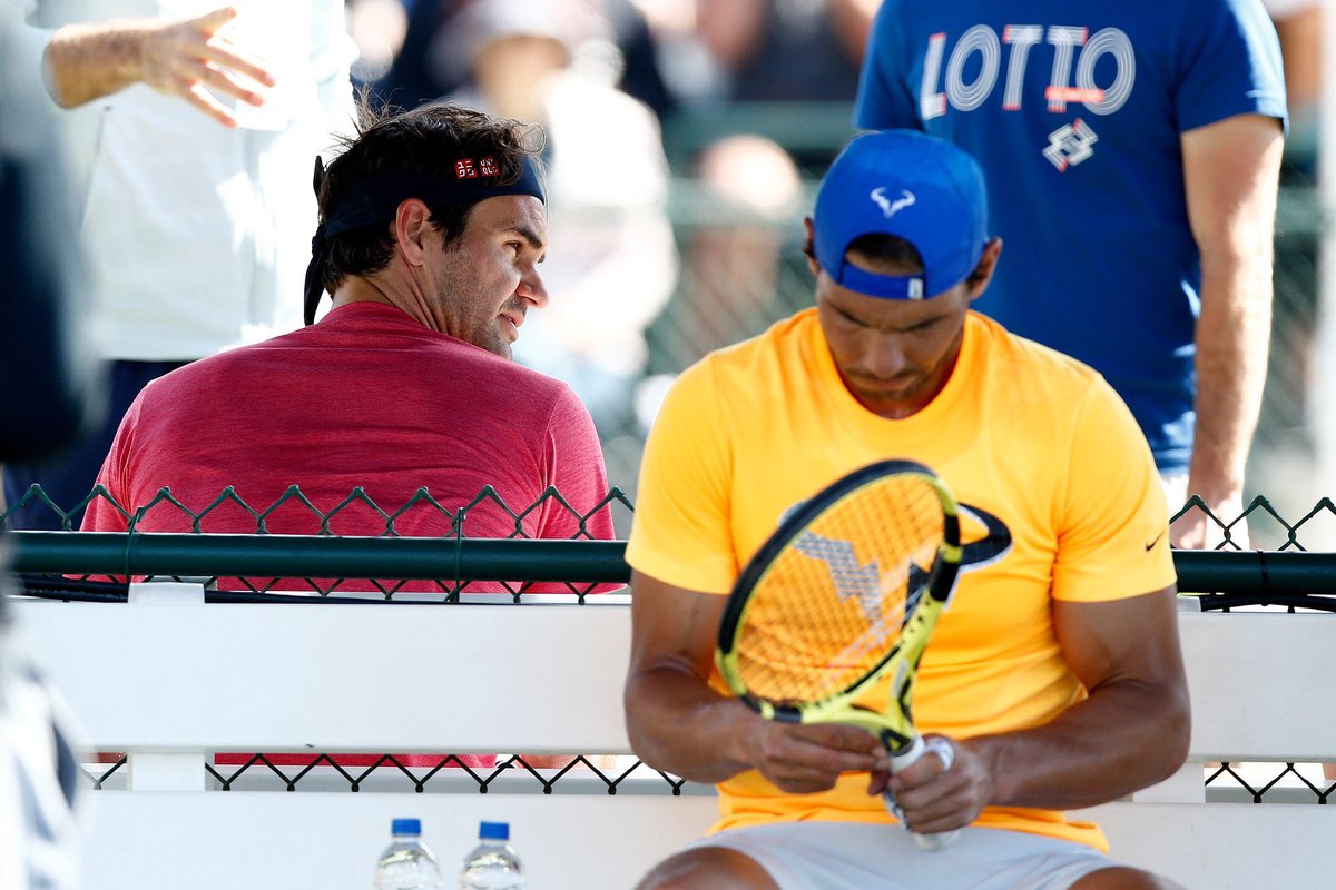 Rafa trains in Indian Wells.