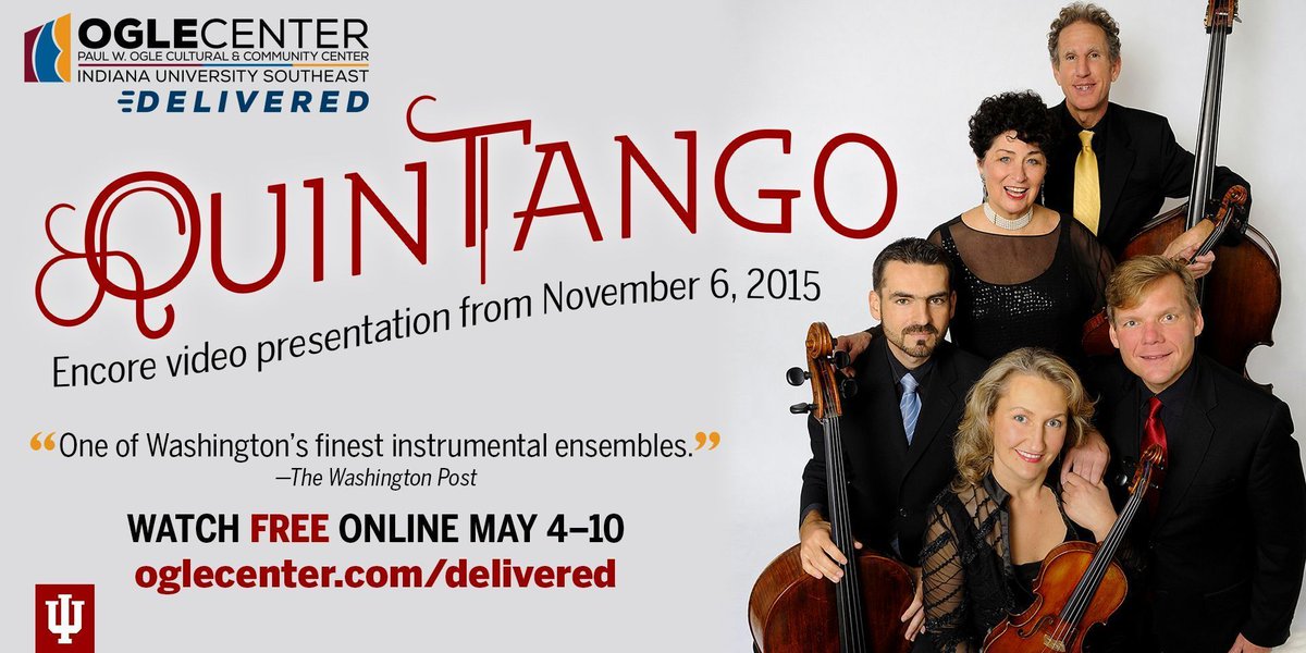Today's the final day to view the 2015 concert by QuinTango online, FREE.  At 10pm, the video goes back into the Ogle Center archives, so be sure to view it before then at oglecenter.com/delivered