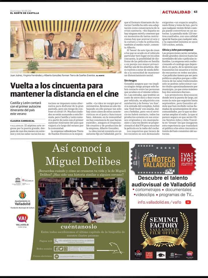 Autocine Castilla (@autocinec) on Twitter photo Hoy en la prensa!!! nuestro #AutocineCastilla en <a href="/nortecastilla/">El Norte de Castilla</a>!.
Nace en #Valladolid el primer Autocine Itinerante de España, de la mano de <a href="/tdseventos/">TDS BODAS Y EVENTOS</a>.
Gracias #ClaudiaCarrascal por articulo!
autocinecastilla.com #AutocineItinerante #AutocineCastillayLeon #AutocineCyL Hoy en la prensa!!! nuestro #AutocineCastilla en <a href="/nortecastilla/">El Norte de Castilla</a>!.
Nace en #Valladolid el primer Autocine Itinerante de España, de la mano de <a href="/tdseventos/">TDS BODAS Y EVENTOS</a>.
Gracias #ClaudiaCarrascal por articulo!
autocinecastilla.com #AutocineItinerante #AutocineCastillayLeon #AutocineCyL