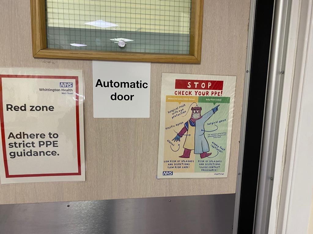 splitwigs's tweet photo. A few weeks ago, when things were bleak and hospitals were massively under pressure, I was asked by the labour ward at The Whittington Hospital, in North London, to create an illustrated PPE guide. My only question was ‘does it have to be a human?’. 
🙏🏼🌈#nhs https://t.co/T3yR4yyIDK