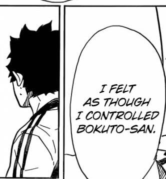 growing from someone whose selfworth and motivation was so deeply tied to someone else (read: "We are", never "I"), perhaps thinking the best purpose of his life was simply to orbit bokuto's trajectory (insert star imagery here), providing pull in the right direction when needed-