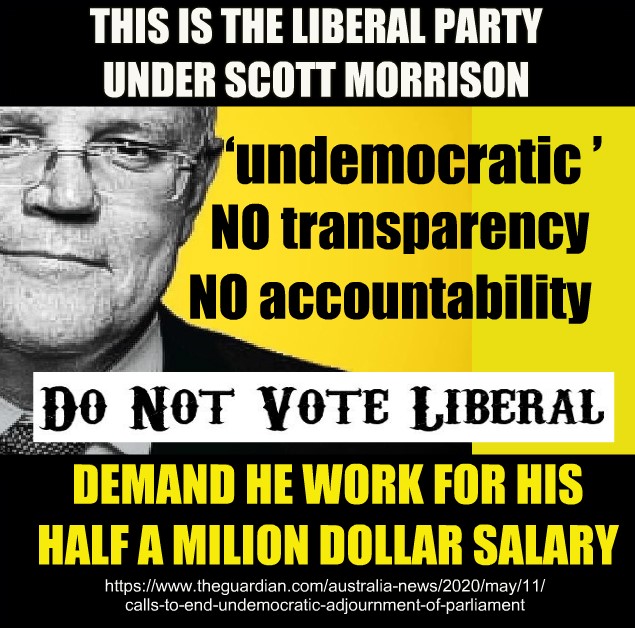LyndaFrench19's tweet photo. Demand the Federal Government Return to Parliament.
Scott Morrison turning our Democracy into a MOCKracy

https://t.co/rWIKOGwss1 #Auspol2020 #LNPMemes https://t.co/wzM4qfBLGX