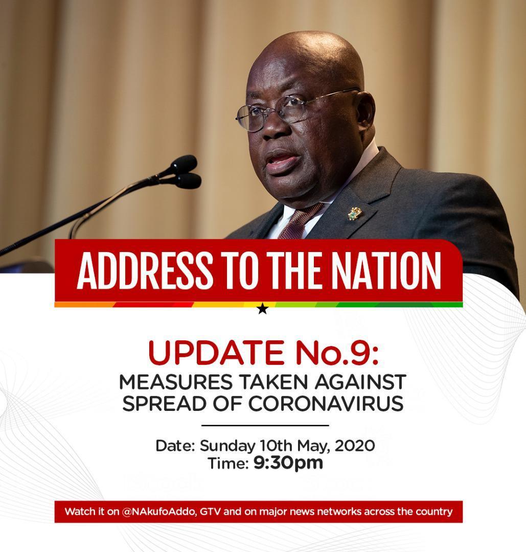 ManKobby2's tweet photo. Update No. 9: Measures taken to combat spread of Coronavirus.

#PresidentAkufoAddoSpeaksOnCoronavirus
#COVID19
#SpreadCalmNotFear https://t.co/4wvjx4ixnj