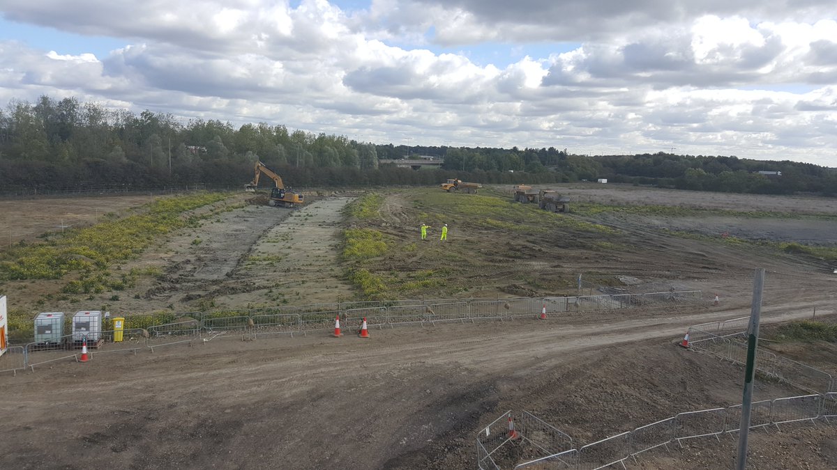 Pic 1 is A1307 LAR looking NW towards Crematorian/Dry Drayton, slip to A14 NB is on the right. Pic 2 looking SE towards Girton Jct, A14 runs behind those trees but will become the LAR eventually. The yellow stone is Type 1 subbase used for the road foundation 45/