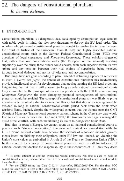 11. Sounds great right? Dialogue & accommodation are noble ideas. Problem is 1) it is an unsustainable fudge & a direct conflict was inevitable, & 2)it is prone to abuse by autocrats looking for excuse to ignore EU law. I wrote about latter 1st here:  https://www.e-elgar.com/shop/gbp/research-handbook-on-legal-pluralism-and-eu-law-9781786433084.html