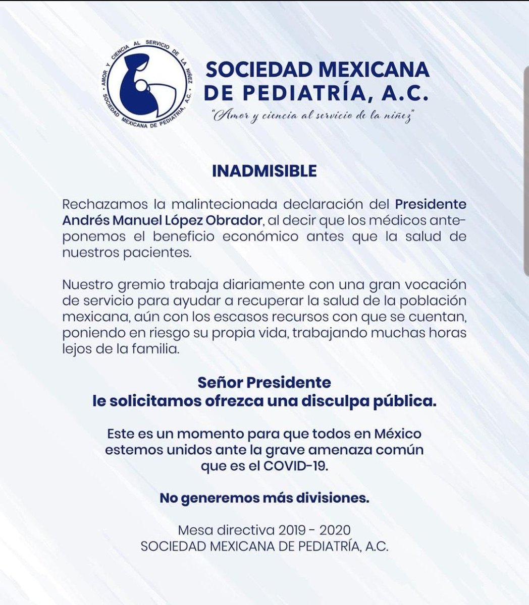 EnriqueKrauze's tweet photo. Los médicos mexicanos merecen una disculpa pública del presidente. Reconocer el error ennoblece. https://t.co/HtDphVrsog