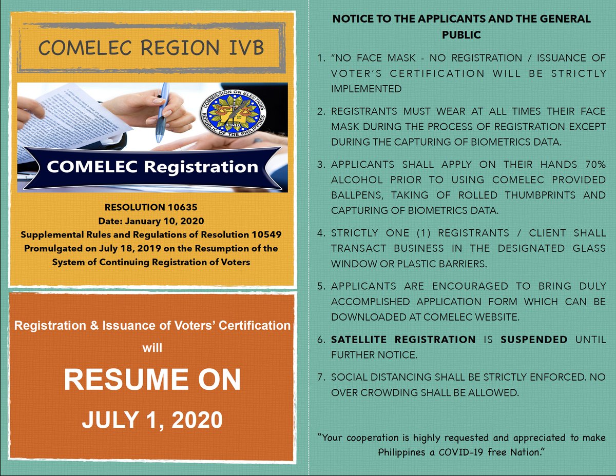 MimaropaComelec's tweet image. Registration