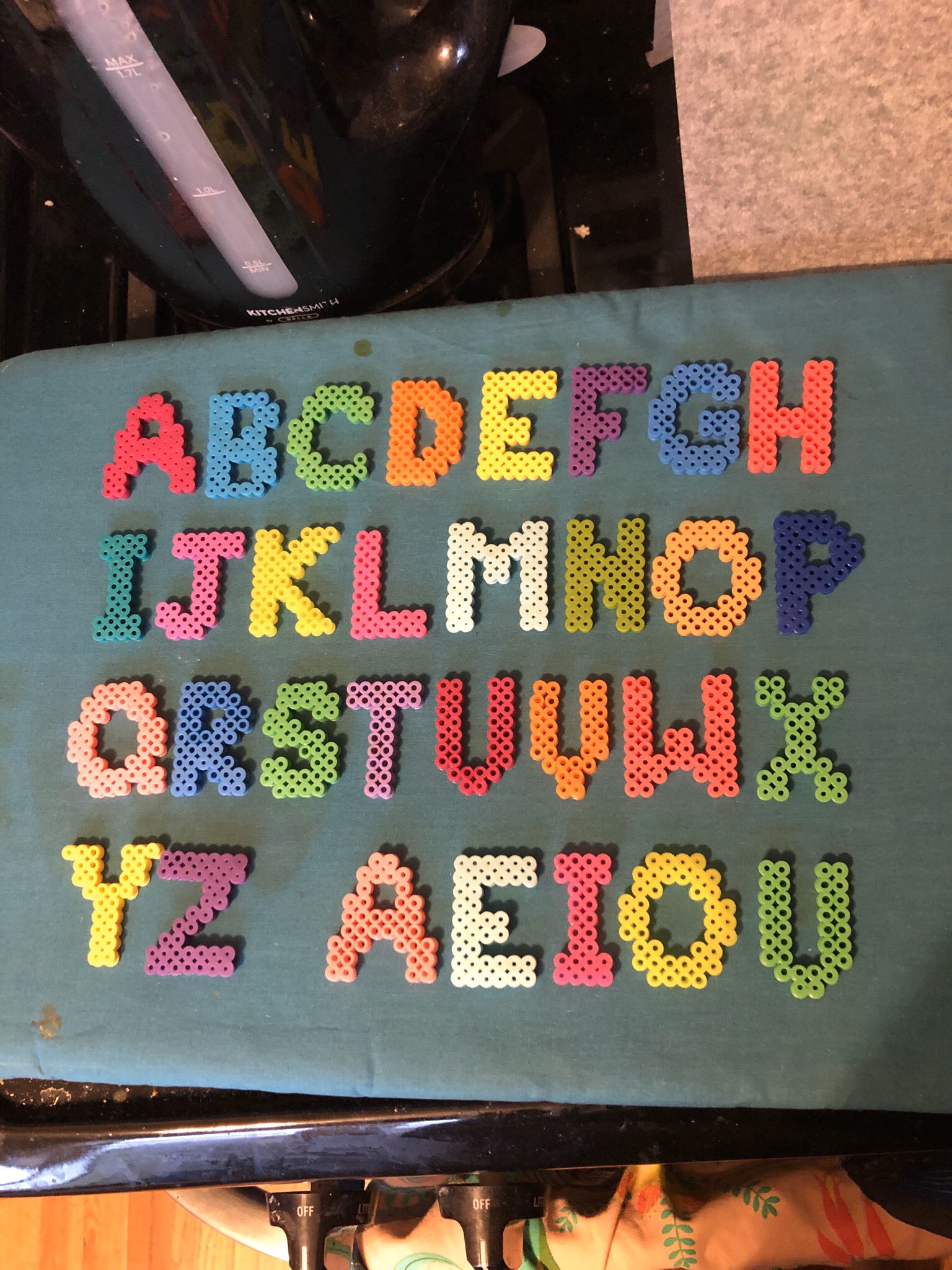 Carolyn Kassnoff on X: I spent the day making perler beads letters!   / X