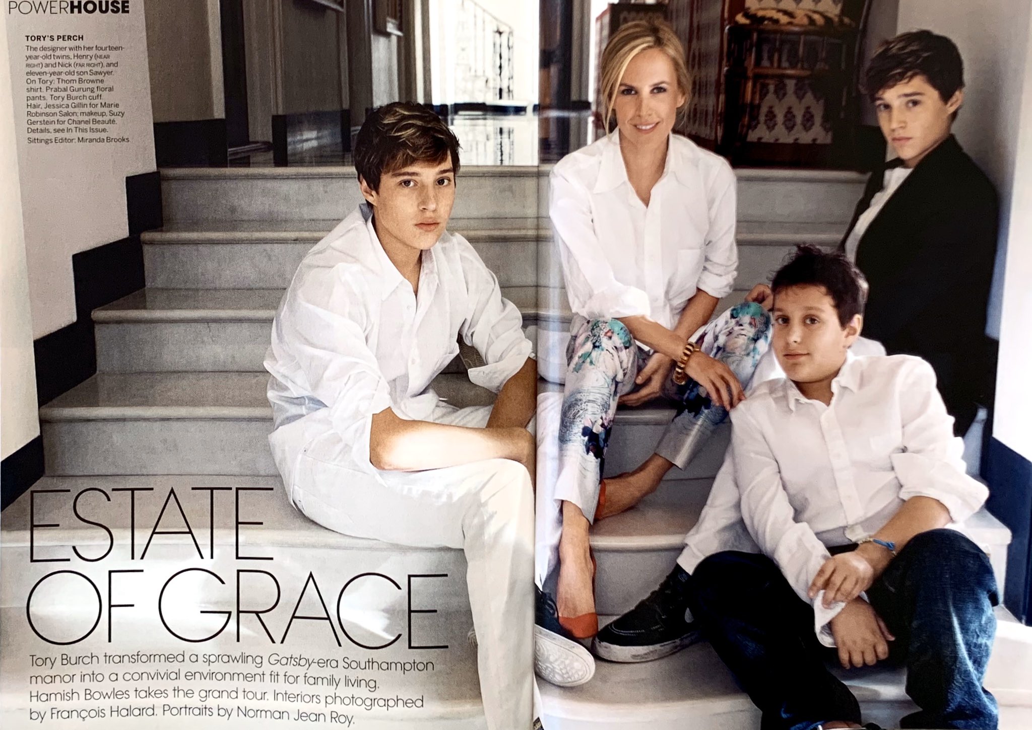 archivealive on X: Tory Burch with her twins Henry & Nick, and son  Sawyer photographed by Norman Jean Roy for Vogue, March 2012   / X