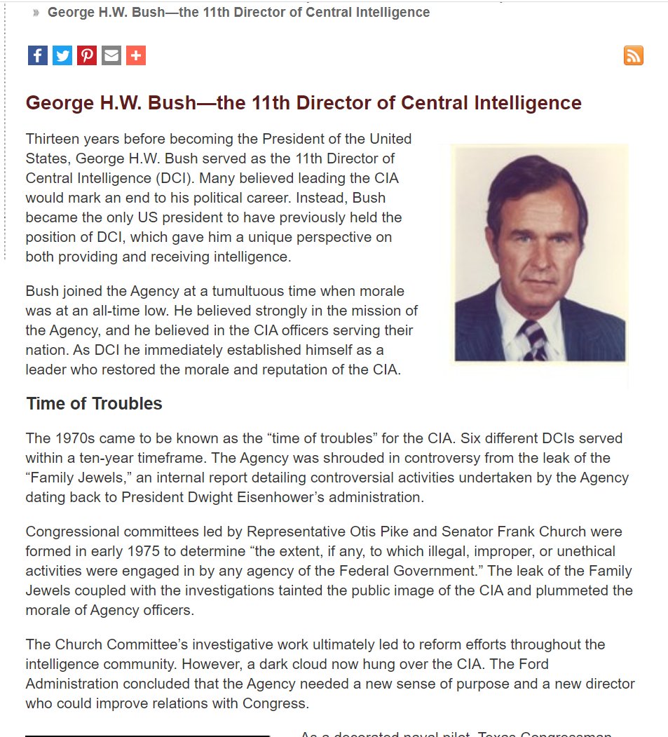 59) In its perfect world, the CIA would have one of its own as President.But for most of its existence, the agency has settled for controlling the White House by leveraging information against the Chief Executive. https://www.cia.gov/news-information/featured-story-archive/2018-featured-story-archive/george-h-w-bush2014the-11th-director-of-central-intelligence.html
