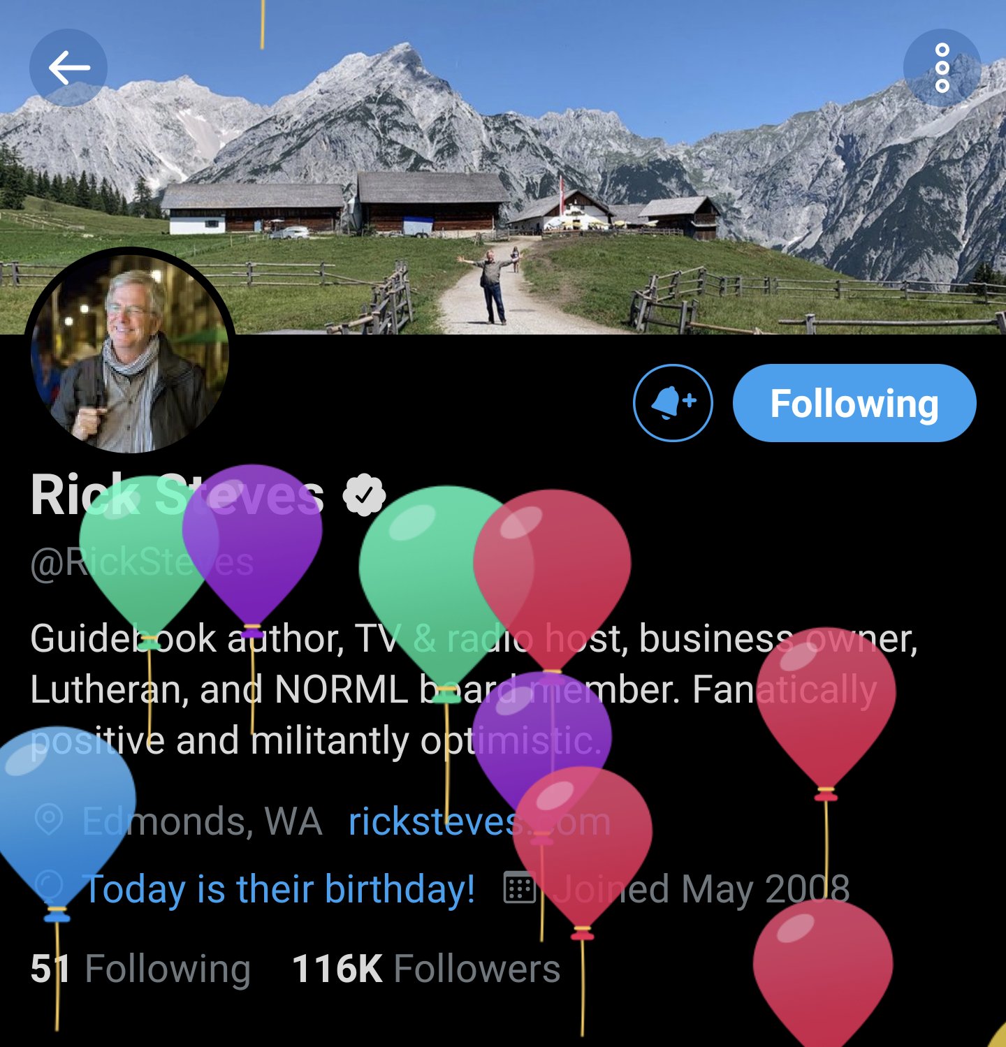Happy birthday to this king i love u rick steves      