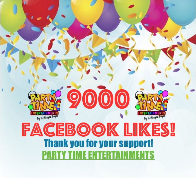 We hit 9000 #Facebook likes today!! 😀👏🎉 #PartyTime #PartyTimeEntertainments