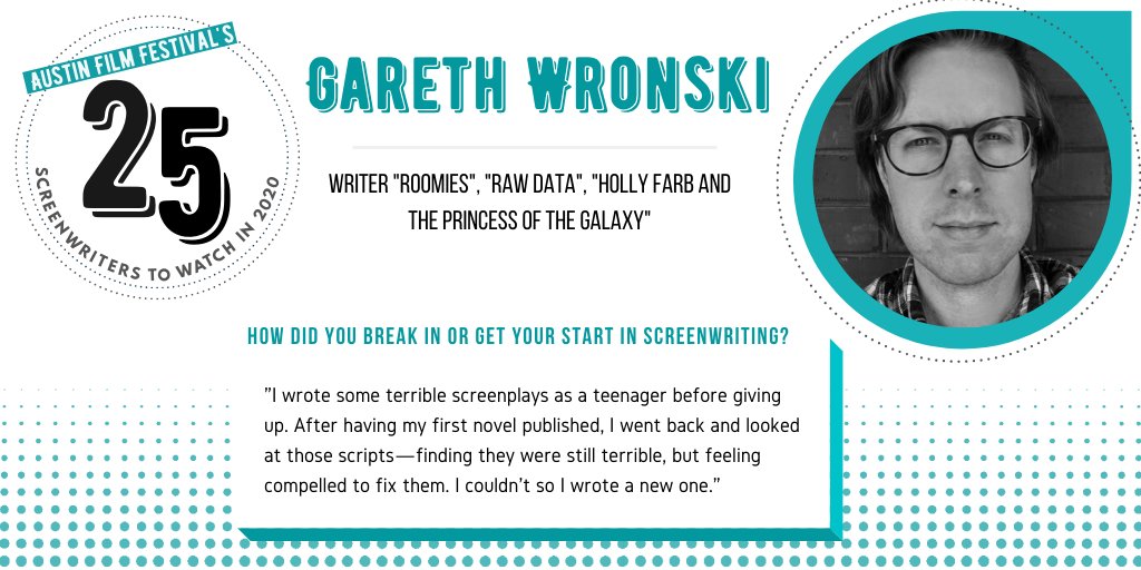 austinfilmfest's tweet photo. Read #writer @garethwronski's full interview and see who else made this year's list of 25 Screenwriters to Watch: https://t.co/Bpa1wk38nO
#writingcommunity #SW2W #screenwriting https://t.co/ADrrNi11f0