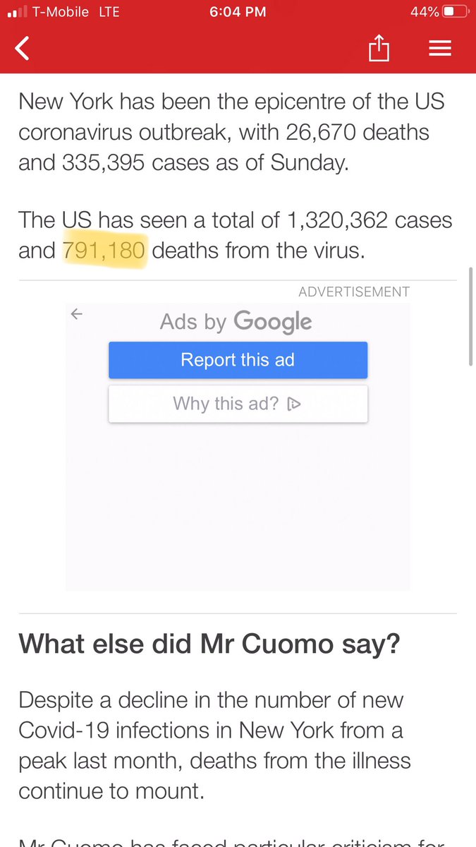 chadbroder's tweet photo. Almost 1 million dead????  -- when did the US jump that high ?? @BBCWorld    @fakenews @realDonaldTrump #FakeNews #proofreading #youreditorssuck https://t.co/IjphtbX9Ra