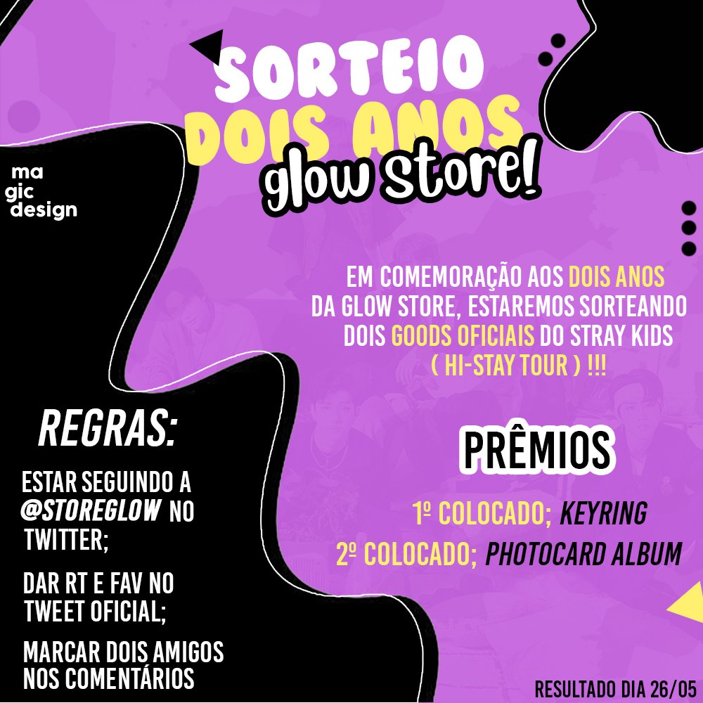 StoreGlow's tweet photo. [#SORTEIO] Em comemoração aos 2 anos da Glow Store, estaremos sorteando dois goods oficiais do Stray Kids (Hi-Stay Tour).

REGRAS NO BANNER!

ATENÇÃO: Não pode marcar as mesmas pessoas!!!

1° lugar: keyring
2° lugar: photocard album

Resultado: 26 de Maio https://t.co/I4hydK840G