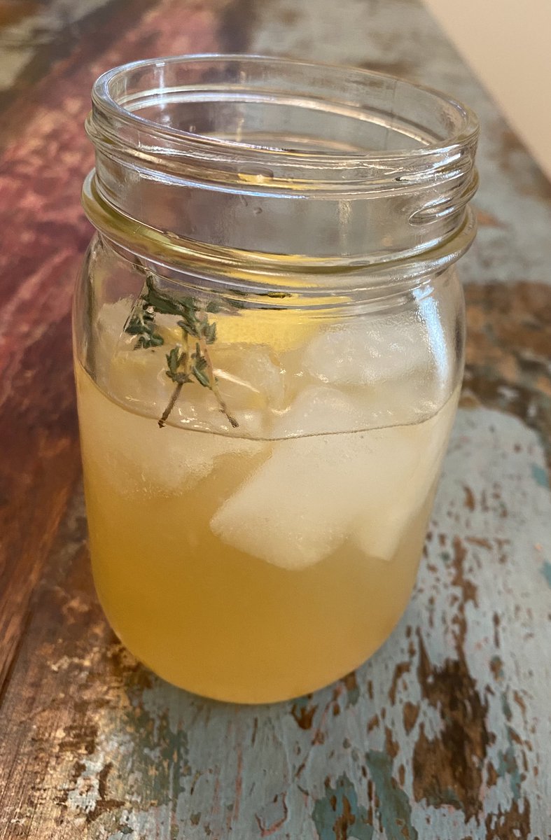 i started cooking as she got ready, and left a bourbon-thyme lemonade at the top of the stairs for her. i roasted mushrooms and more thyme while i prepped polenta for the appetizer