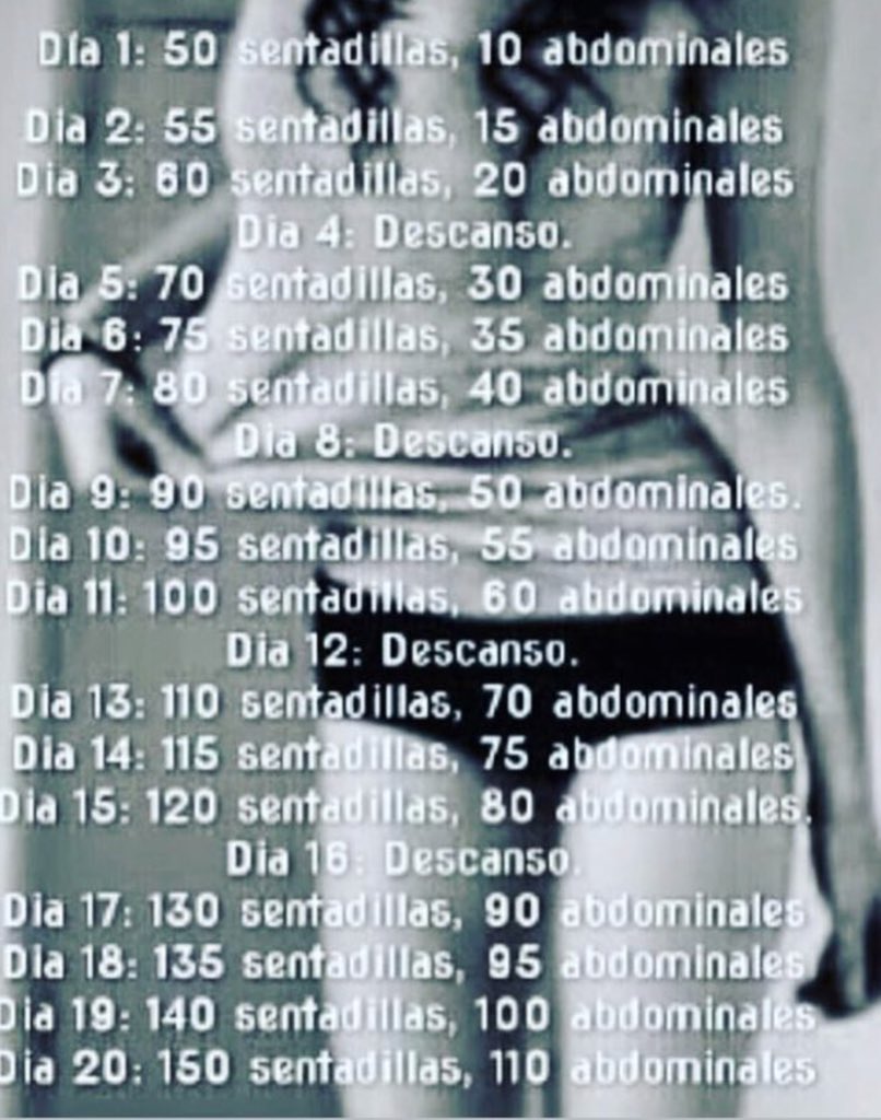 itss_clauu_'s tweet photo. estos son mis ejercicios:
hacedlos sobretodo cada dia, aunque no habais comido, si os obligan a comer hagad el triple para quemar, si soys Mia, aunque lo vomiteis hacedlo tambien. https://t.co/OUU2EkTAwO