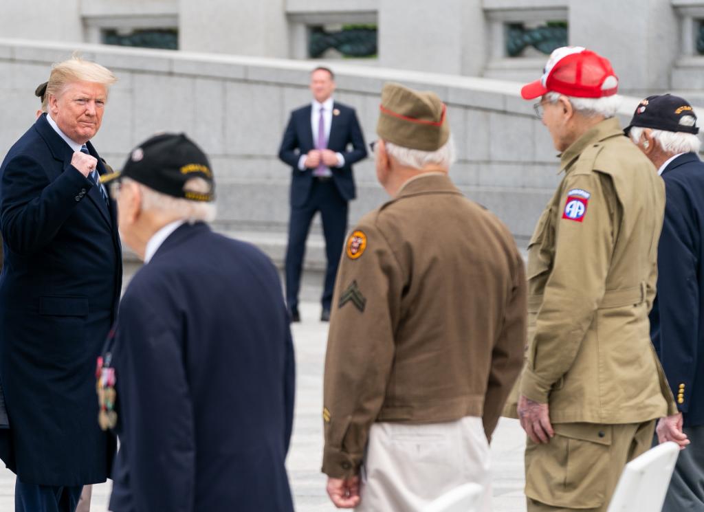 WhiteHouse45's tweet image. Our Nation owes an eternal debt of gratitude to the veterans of World War II. 

Several of these great Americans joined President @realDonaldTrump and @FLOTUS at the World War II Memorial to mark the 75th anniversary of victory in Europe!