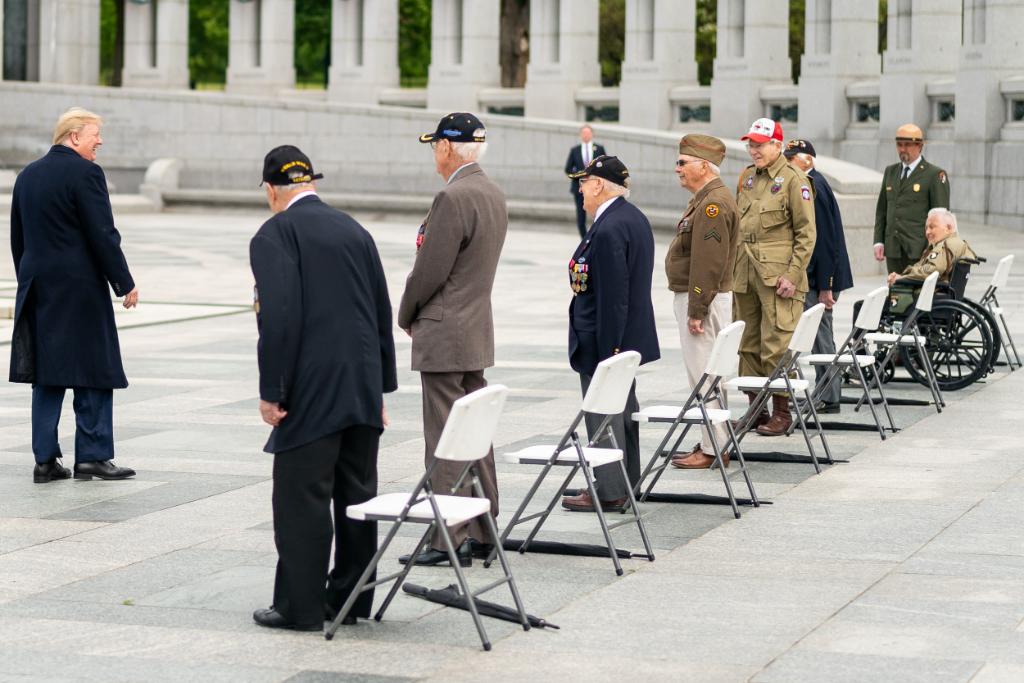 WhiteHouse45's tweet image. Our Nation owes an eternal debt of gratitude to the veterans of World War II. 

Several of these great Americans joined President @realDonaldTrump and @FLOTUS at the World War II Memorial to mark the 75th anniversary of victory in Europe!