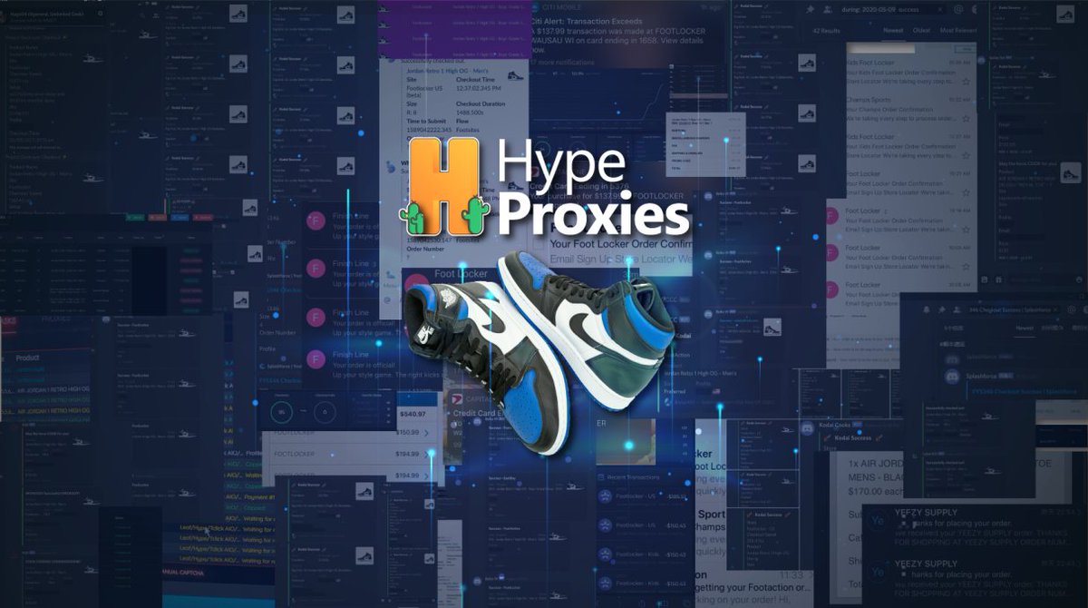 Hype Proxies absolutely DOMINATED the Jordan "Royal Toe" release! Another drop, another cookout.😈

Are you catching on to the Hype? ⚡️🌵

🥳We are giving away 2x $99 credits to our site!
Retweet and Reply with #hypeproxies to enter. 🥳